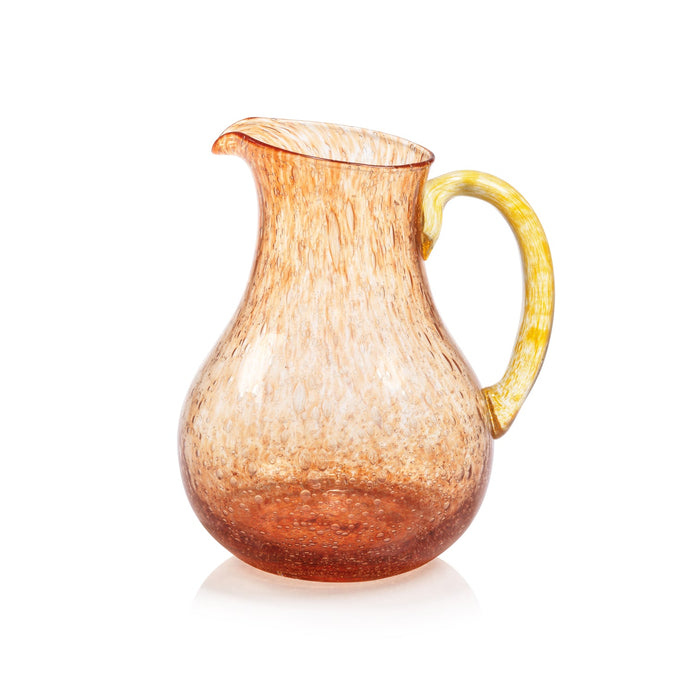 Antibes Glass Pitcher - Orange w/ Yellow Handle - Serveware by Carlyle Avenue