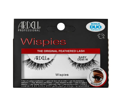 Box of Ardell Demi Wispies false eyelashes with adhesive, lightweight and short length