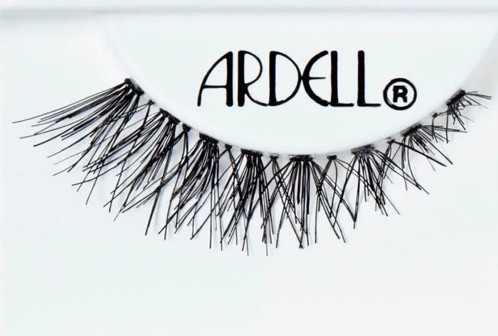 False eyelashes with wispy, feathery style and visible Ardell logo on white packaging