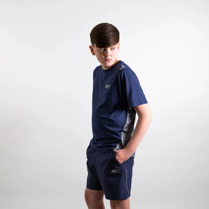 ATX Junior Granite T-Shirt / Shorts Set - Navy/Dark Grey