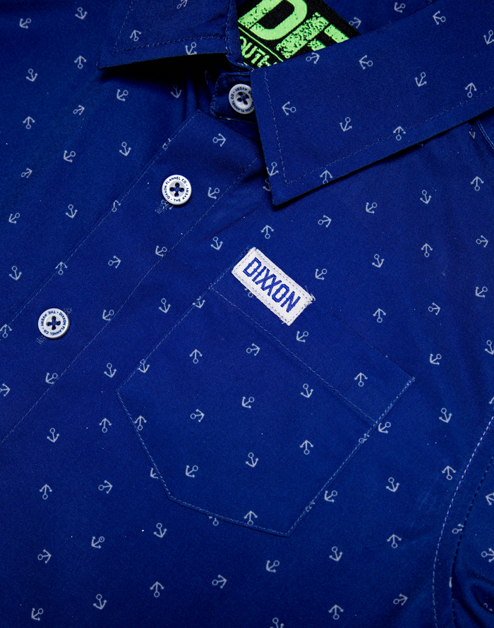 Avery Youth Short Sleeve Party Shirt - Blue / Grey
