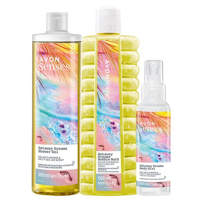 Avon Senses Getaway Dreams Shower Gel Solar Flowers & Salty Sea Air Scent - 500ml