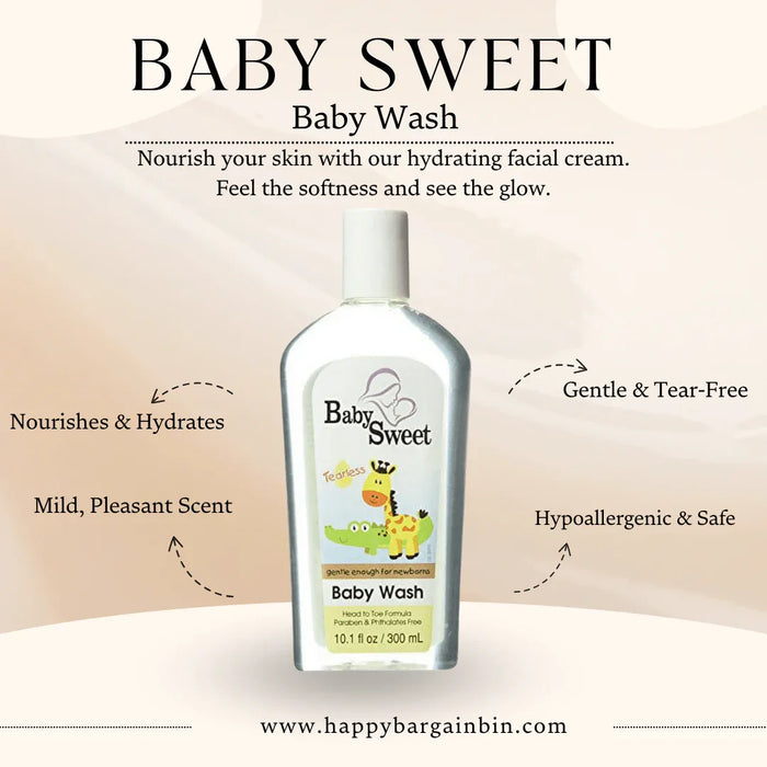 Baby Sweet baby wash bottle for newborns, gentle, tear-free, hypoallergenic, 10.1 fl oz