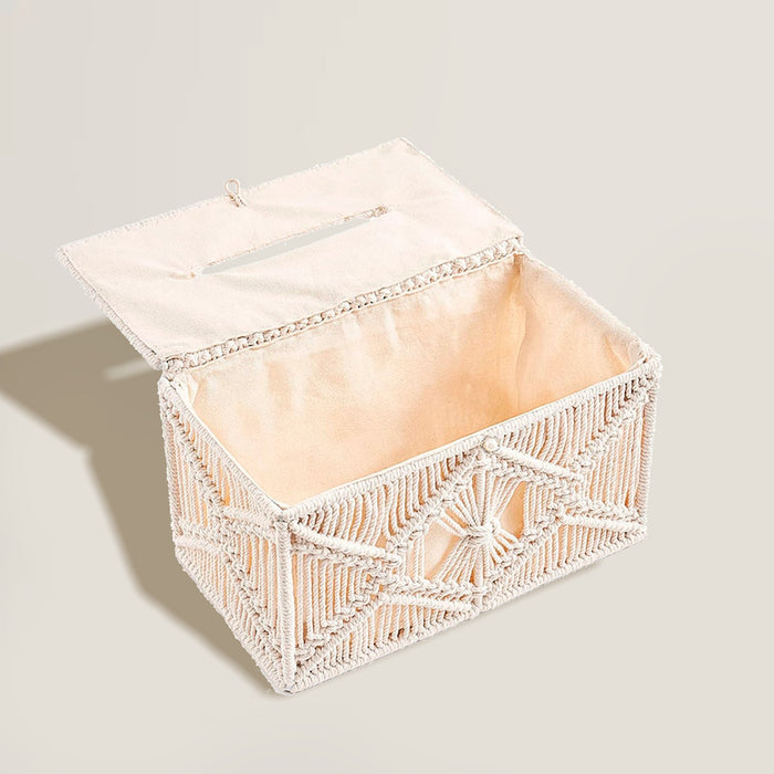 Beige Crochet Tissue Box Holder