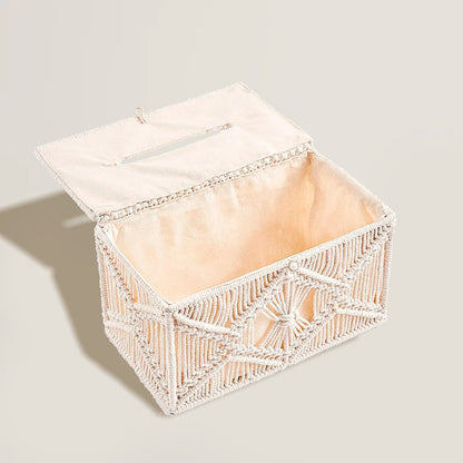 Beige Crochet Tissue Box Holder