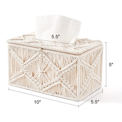 Beige Crochet Tissue Box Holder