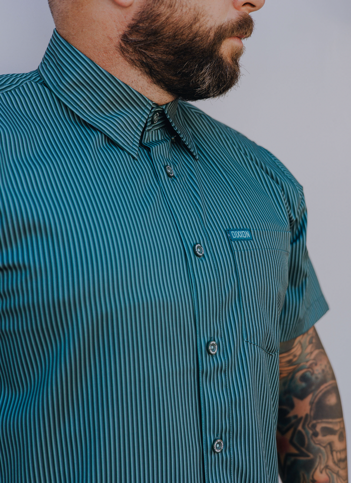 Benny Triple Stripe Short Sleeve Party Shirt -Teal