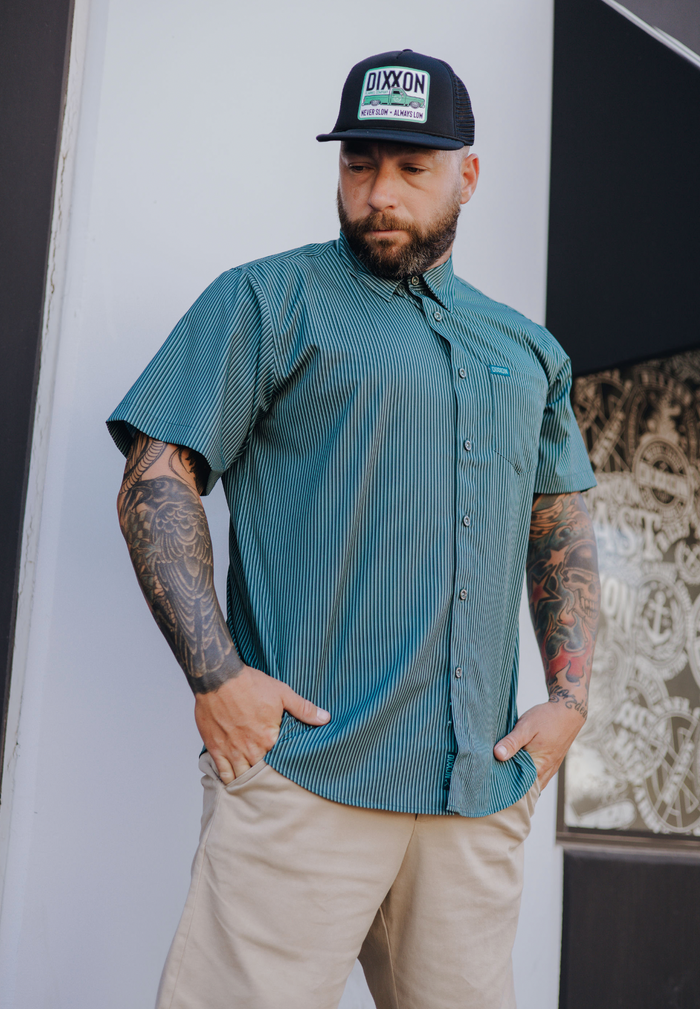 Benny Triple Stripe Short Sleeve Party Shirt -Teal