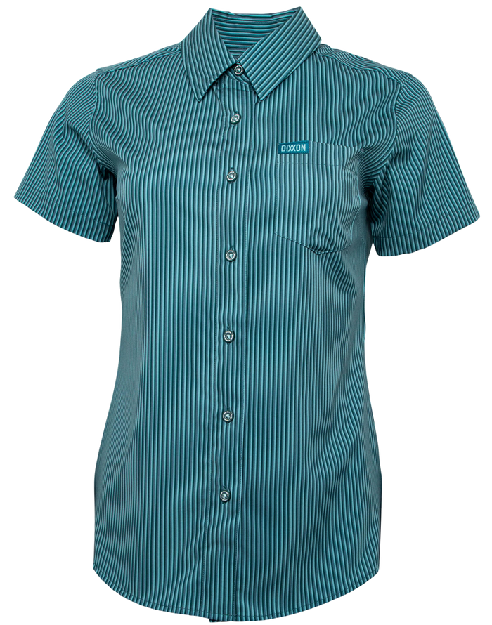 Benny Triple Stripe Women's Short Sleeve Party Shirt - Teal