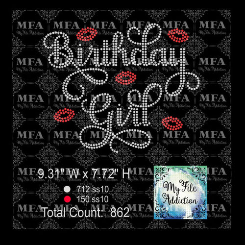 Birthday Girl Lips Rhinestone Digital Download File - My File Addiction
