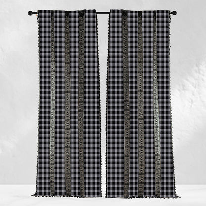 Black Gingham Plaid Crochet Curtains