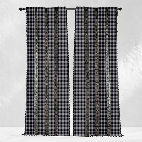 Black Gingham Plaid Crochet Curtains