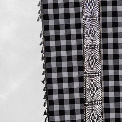 Black Gingham Plaid Crochet Curtains