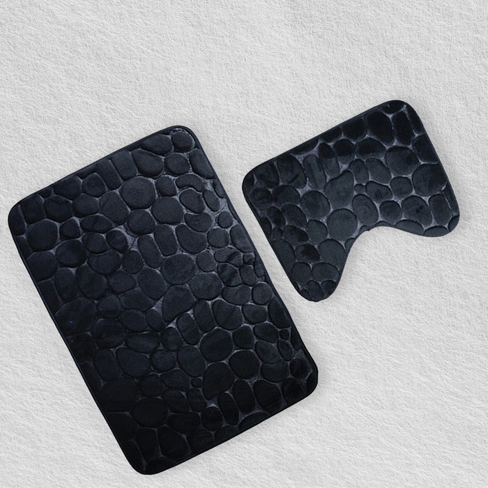 Black Stone Bathroom Bath Mat Set