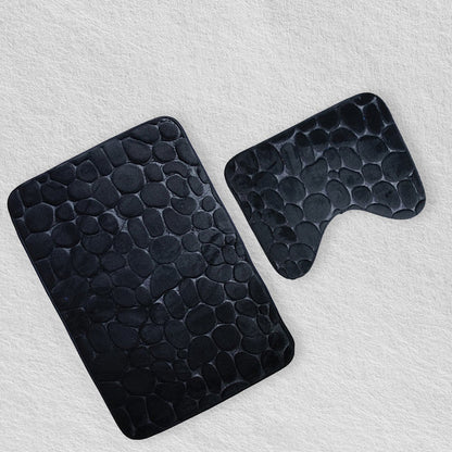 Black Stone Bathroom Bath Mat Set