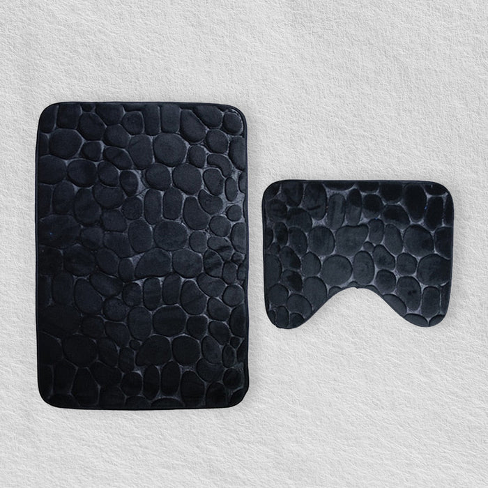 Black Stone Bathroom Bath Mat Set