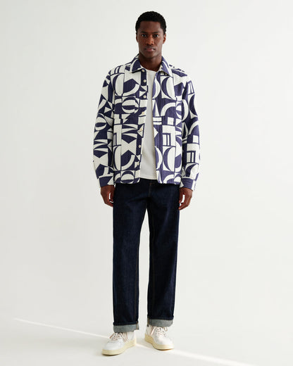 Blue Ecru Geo Block Quilt Otto Overshirt