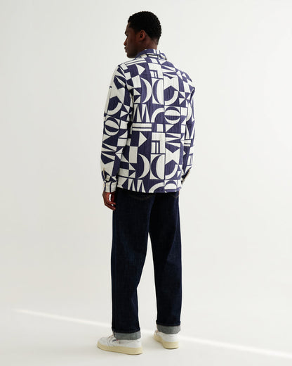 Blue Ecru Geo Block Quilt Otto Overshirt