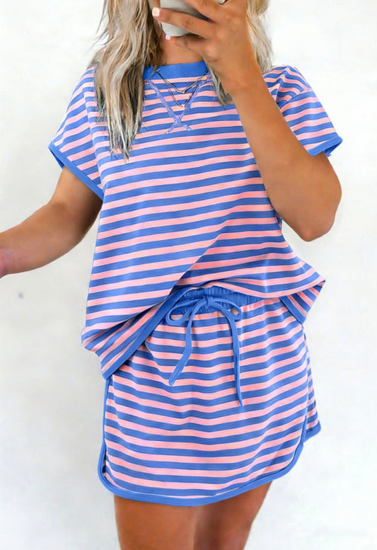Blue Stripe Skort Set