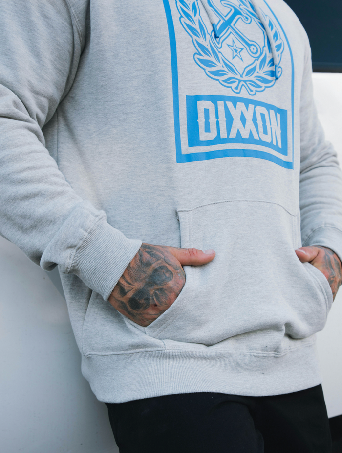 Box Crest Hood -  Blue/Grey