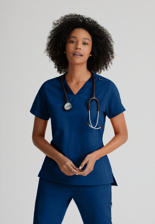 Bree Tuck-in Top - Indigo - Grey's Anatomy Scrubs