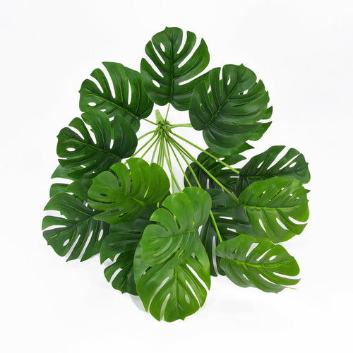 Bulk 21" Monstera Bush 18 Forks Palm Tree Leaves Artificial Plants for Bathroom Wholesale
