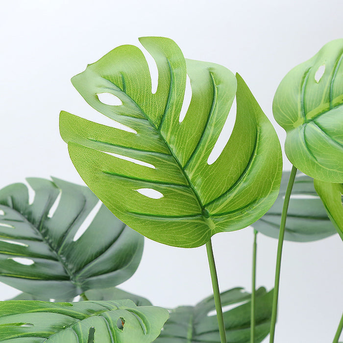 Bulk 21" Monstera Bush 18 Forks Palm Tree Leaves Artificial Plants for Bathroom Wholesale