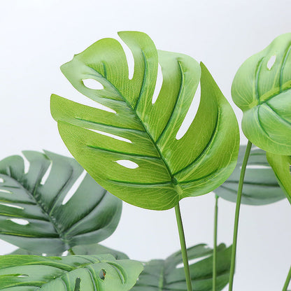 Bulk 21" Monstera Bush 18 Forks Palm Tree Leaves Artificial Plants for Bathroom Wholesale