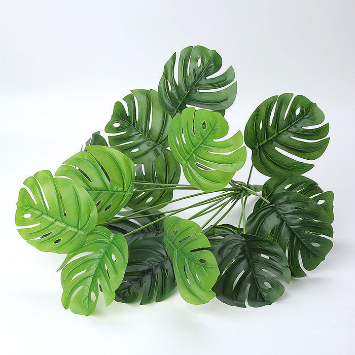 Bulk 21" Monstera Bush 18 Forks Palm Tree Leaves Artificial Plants for Bathroom Wholesale