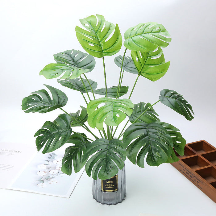 Bulk 21" Monstera Bush 18 Forks Palm Tree Leaves Artificial Plants for Bathroom Wholesale