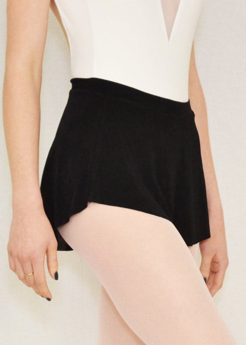 Bullet Pointe pull-on ballet skirt in black with high-low hemline