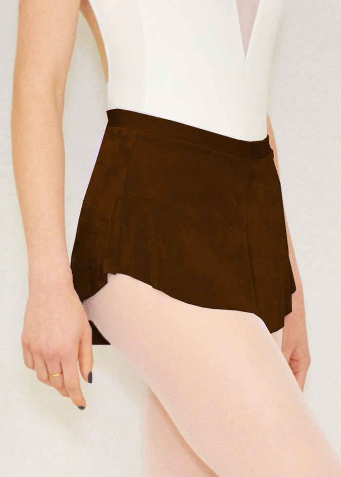 Bullet Pointe pull-on ballet skirt in brown with high-low hemline