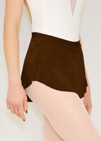 Bullet Pointe pull-on ballet skirt in brown with high-low hemline