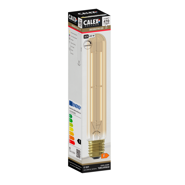 Calex Filament LED Lamp - E27 - 4.5W - T32 - Gold