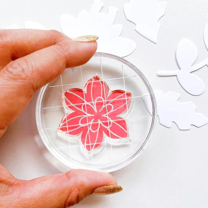 Catherine Pooler - Stamp and Die Set - In the Tropics Floral. Use the In the Tropics Floral Stamps and Dies for layers and layers of floral inspiration.  Illustrated by Kat Uno. Available at Embellish Away located in Bowmanville Ontario Canada.