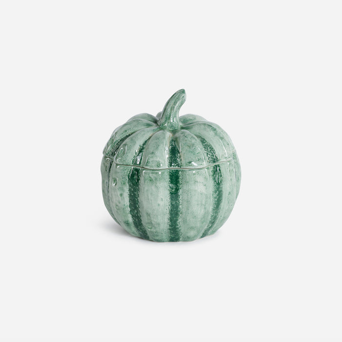 Ceramic Pumpkin with Lid, Green