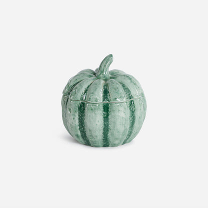 Ceramic Pumpkin with Lid, Green