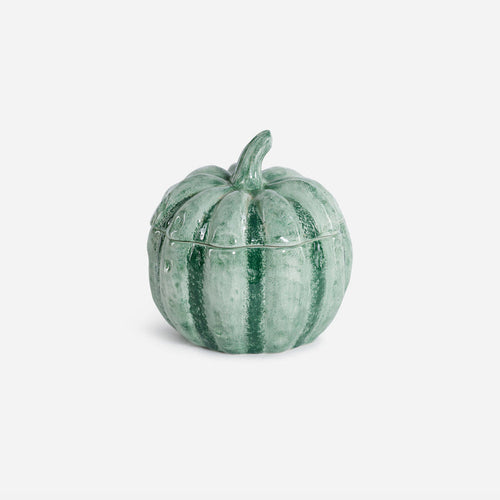 Ceramic Pumpkin with Lid, Green