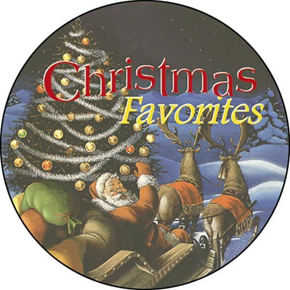 Christmas Favorites CD cover with Santa, reindeer, and decorated tree, holiday music