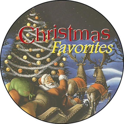 Christmas Favorites CD cover with Santa, reindeer, and decorated tree, holiday music