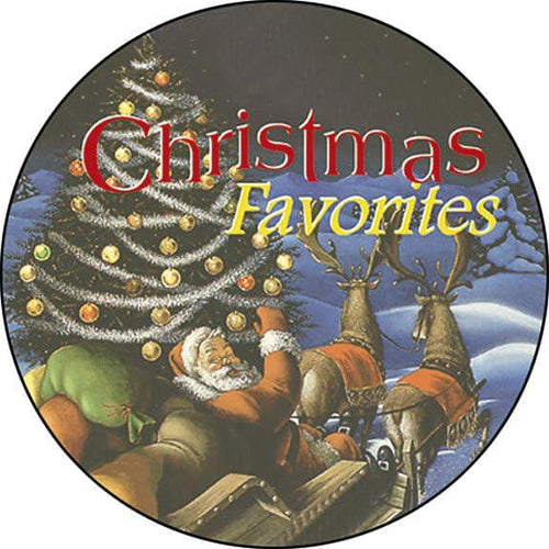 Christmas Favorites CD cover with Santa, reindeer, and decorated tree, holiday music