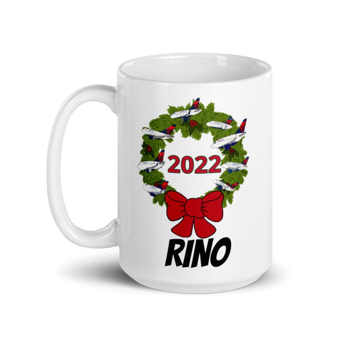 Christmas RINO White glossy mug