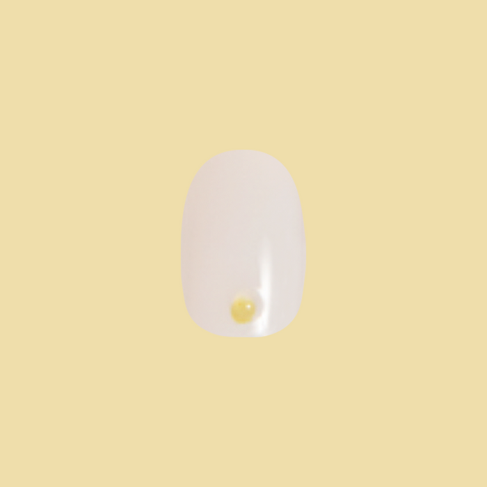 Citrus Studs - Press-On | Short | Round milky neutral nail with 3D lemon yellow accent for easy at-home mani