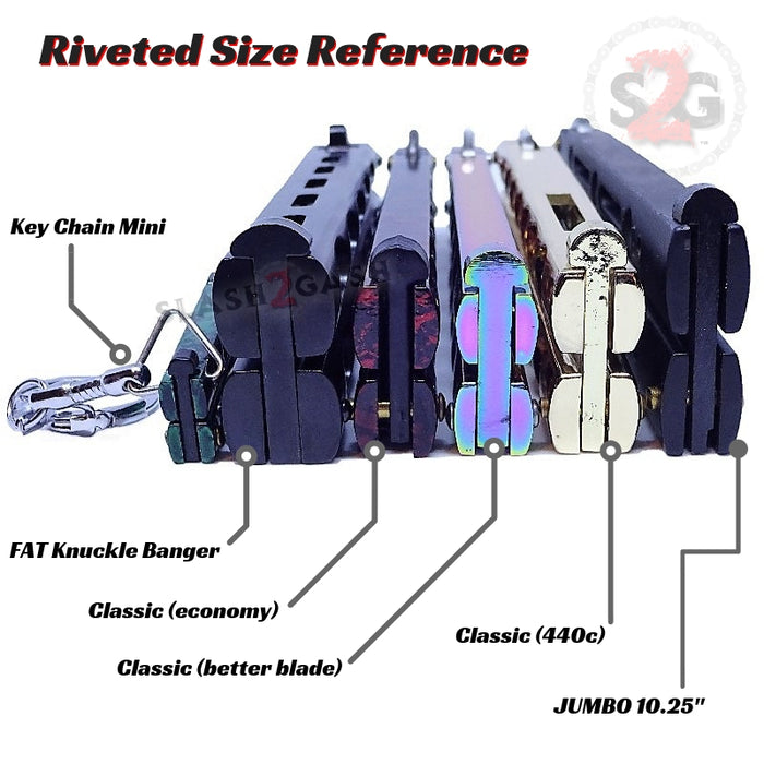 Cheap Butterfly Knives For Sale! Classic Stainless Steel Balisong w/ Rivets Flip Knife - Size Reference