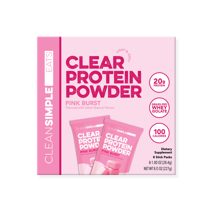 Clear Protein Powder: Pink Burst (8 Single Serving Stick Packs)