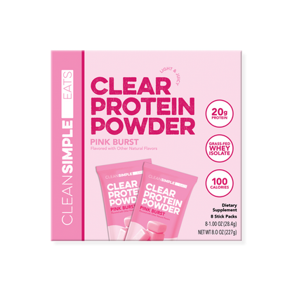 Clear Protein Powder: Pink Burst (8 Single Serving Stick Packs)