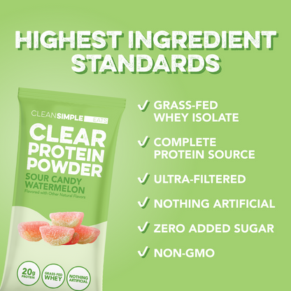 Clear Protein Powder: Sour Candy Watermelon (8 Single Serving Stick Packs)