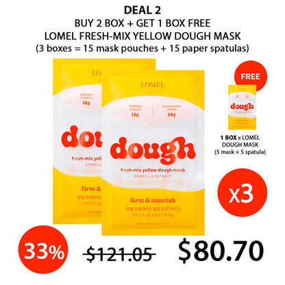 CLEARANCE SALE - [LOMEL] Fresh-Mix Yellow Dough Mask (1 Box = 5 Pouches + 5 Paper Spatulas)