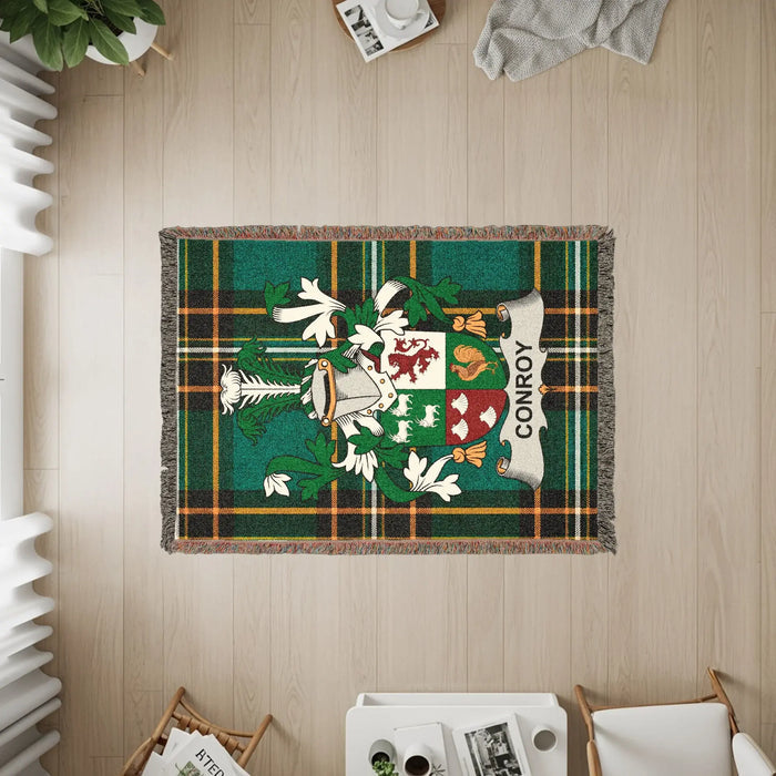 The three sizes available for the Conroy woven cotton blanket.