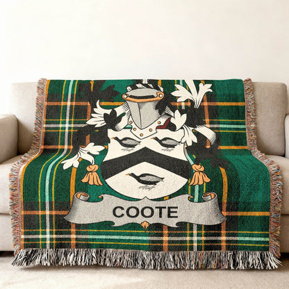 Coote crest woven into an Irish National Tartan cotton cloth.